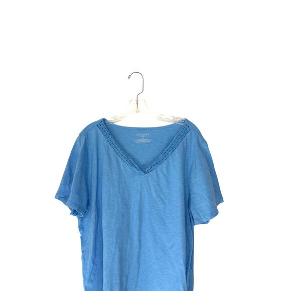 Talbots Plus Shirt Blue‎ Basic Short Sleeve Soft V-Neck Knit Collar Size 2X - Picture 3 of 13